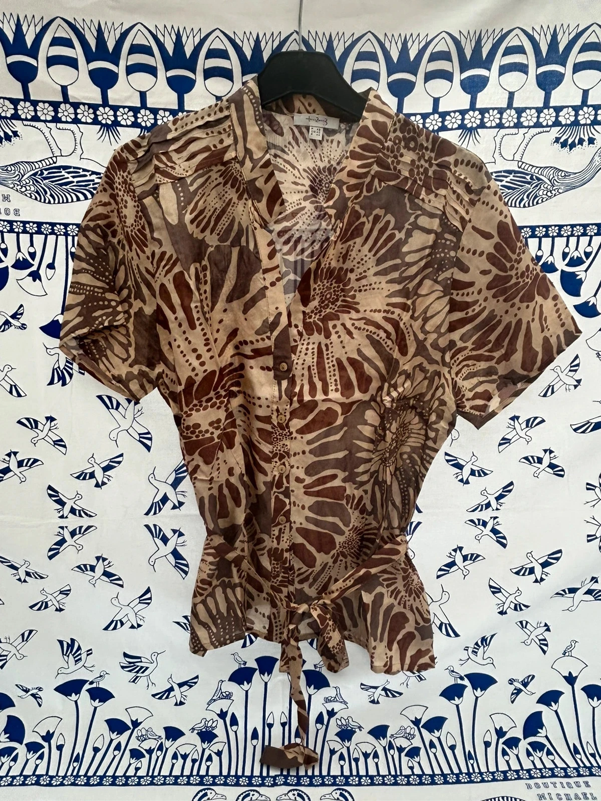 Blusa XL/42 123 nova marrom e bege seda feminina – photo 2